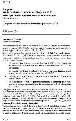 Rapport sur la politique économique extérieure 2011